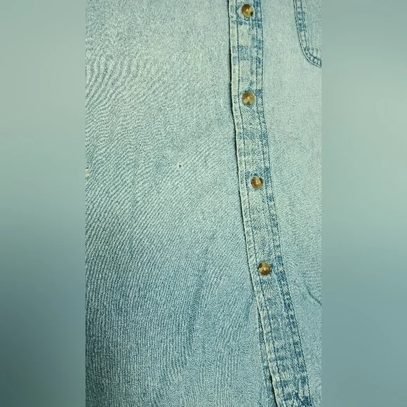 Ultra Club Men's Blue Jean Long Sleeve Button Down Shirt Sz Lg - Picture 10 of 12